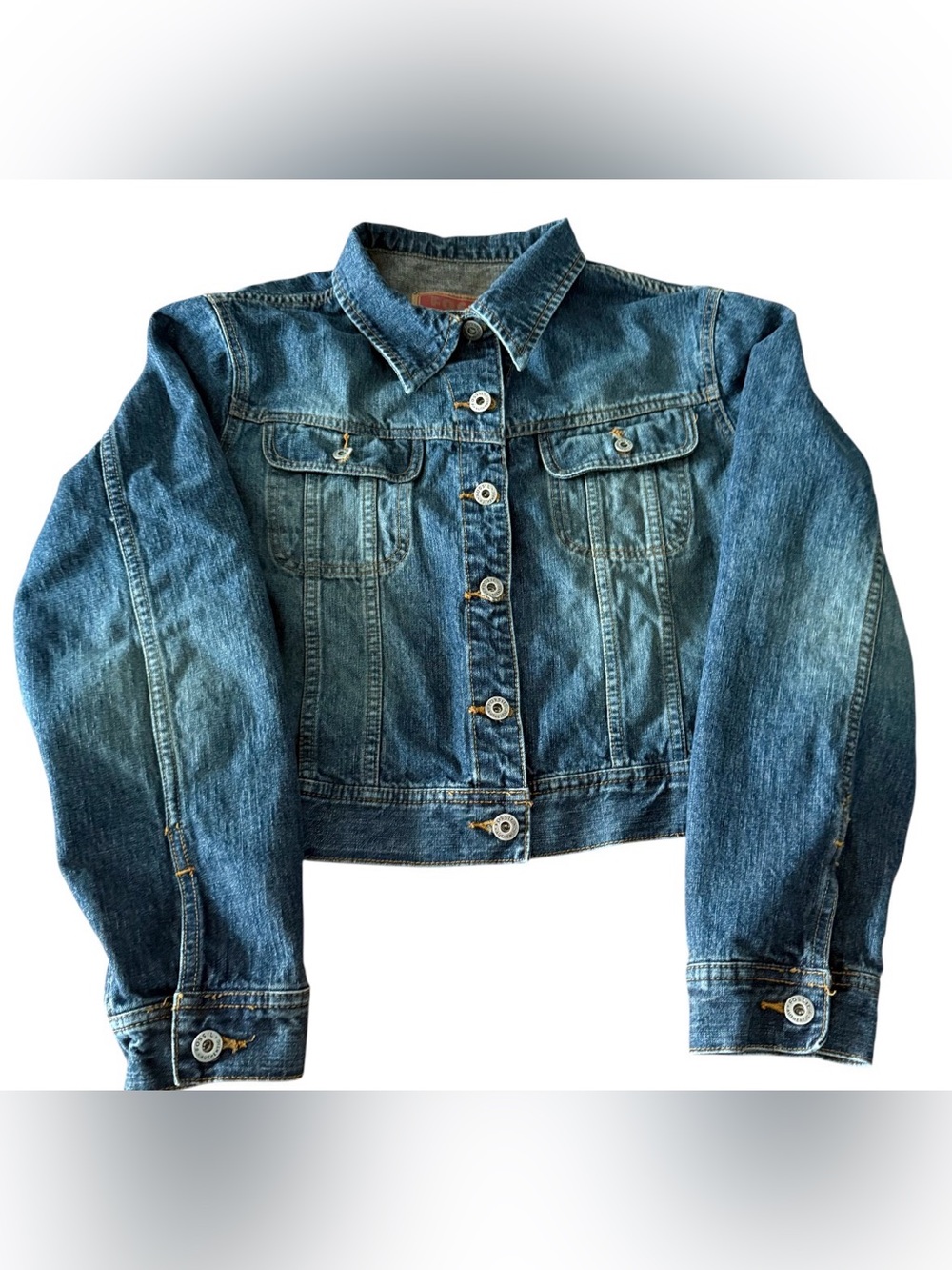 Y2K Fossil Vintage Jeans Cropped Denim Jacket Cotton Size L